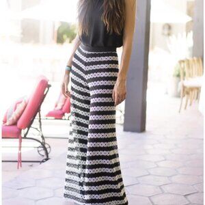 Nicole Marie Pants Wharf Metallic Thread Pull On Lined Boho Hippie Med EUC